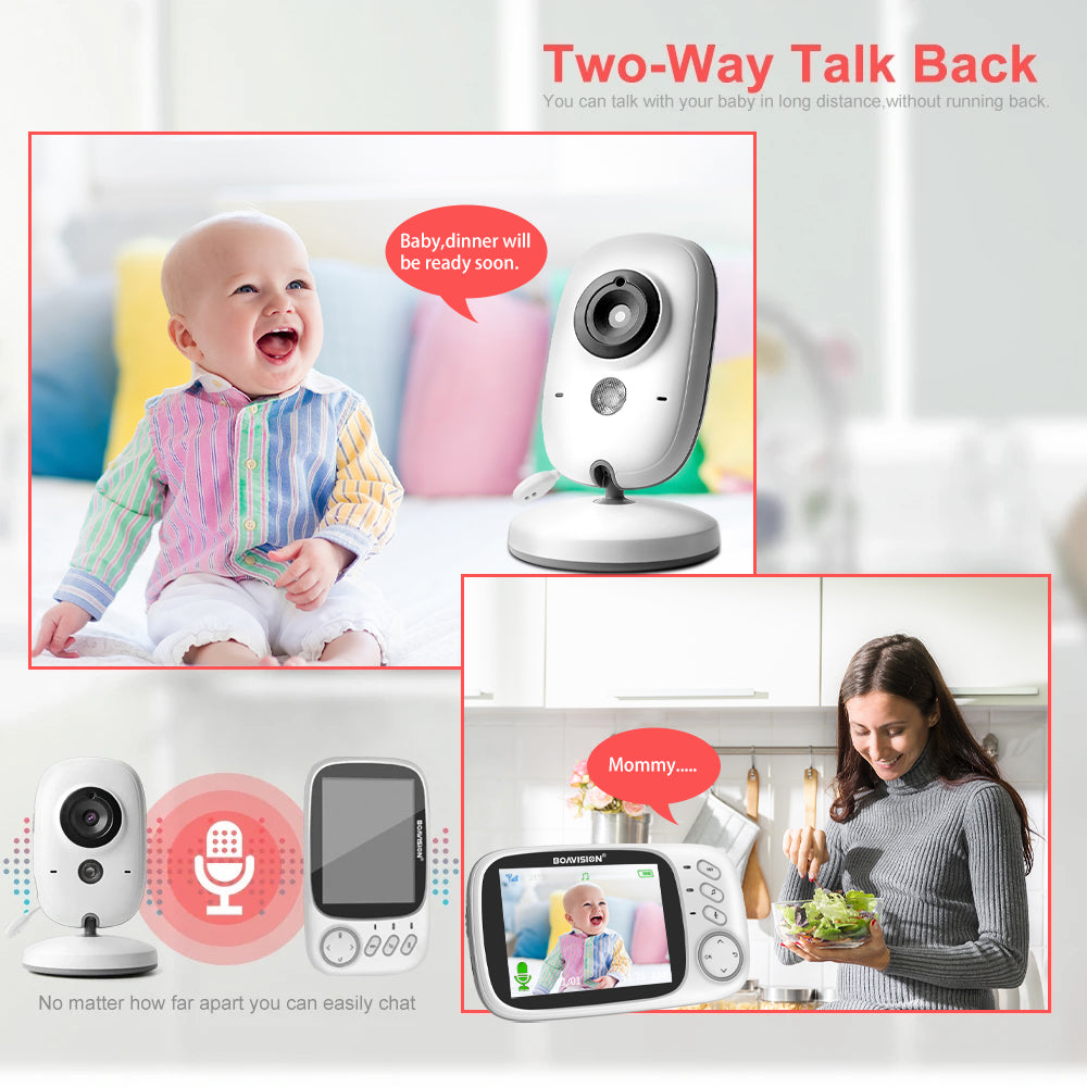 VB603 Video-Babyphone 2,4G Wireless mit 3,2 Zoll LCD 2-Wege-Audio-Talk Nachtsicht-Überwachungskamera Babysitter