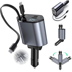 120W 4 in 1 Fast Retractable Car Charger electric Car portable charger car