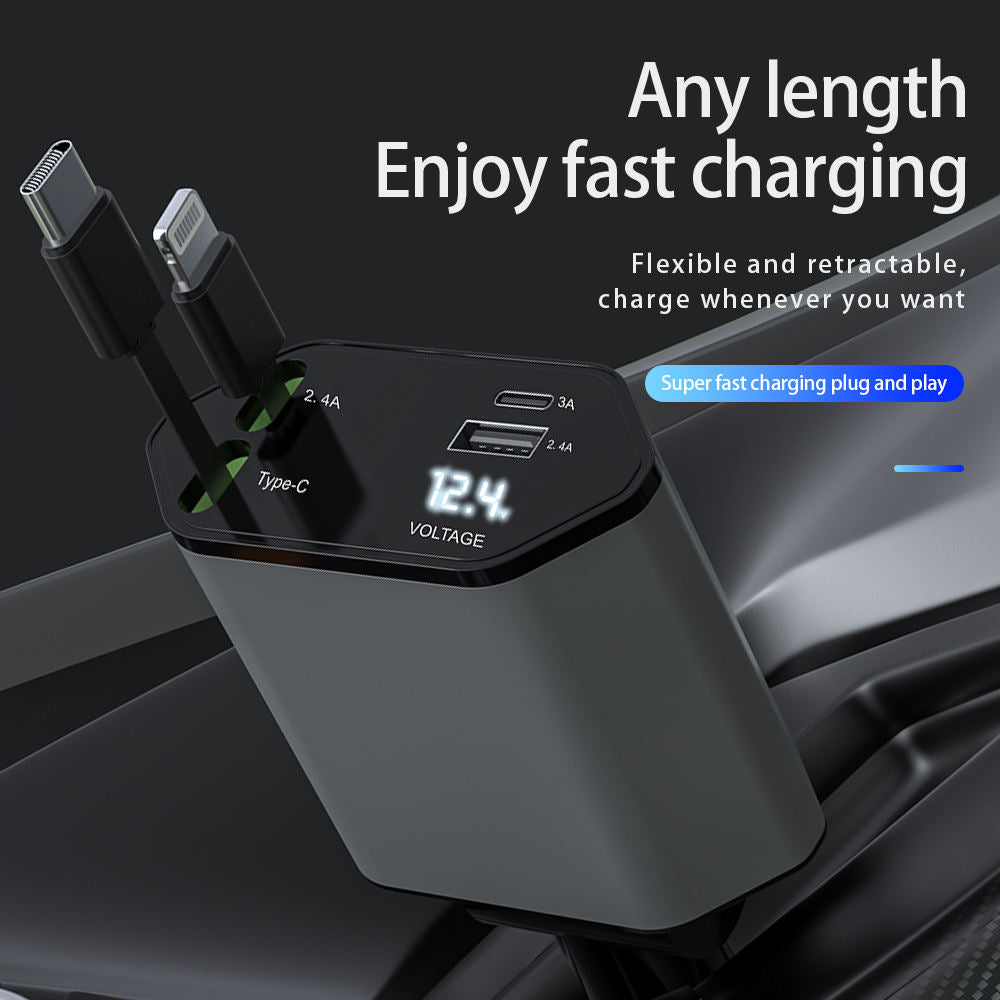 120W 4 in 1 Fast Retractable Car Charger electric Car portable charger car