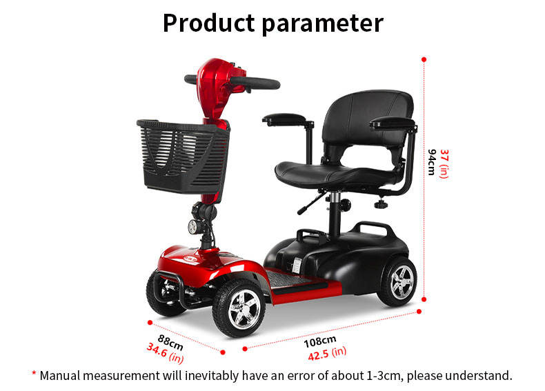 Elderly disabled mobility scooter, convenient foldable all terrain wheelchair