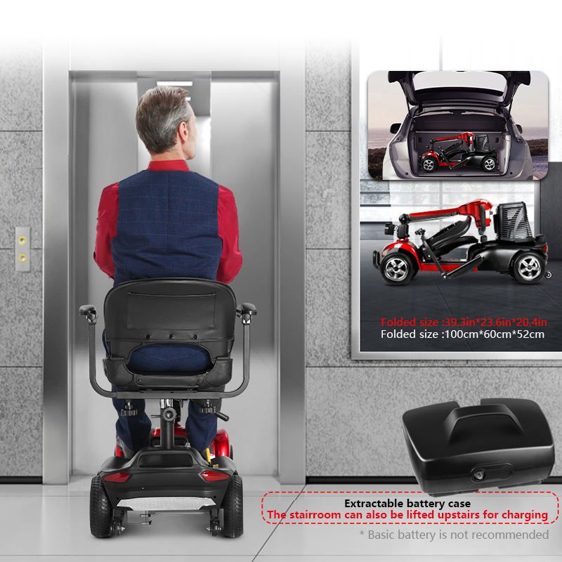 Elderly disabled mobility scooter, convenient foldable all terrain wheelchair