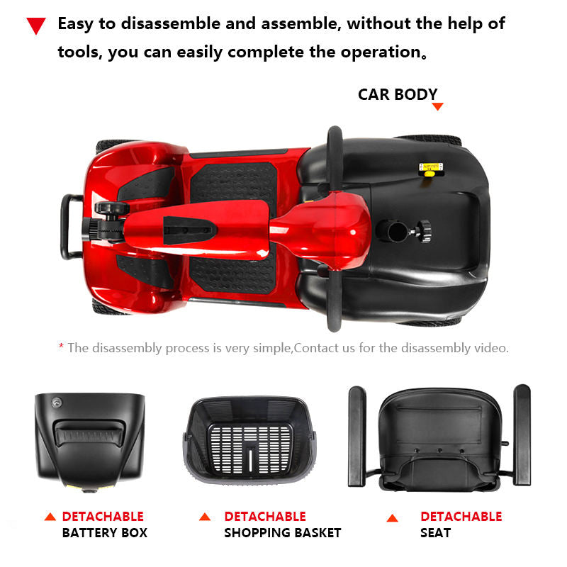 Elderly disabled mobility scooter, convenient foldable all terrain wheelchair