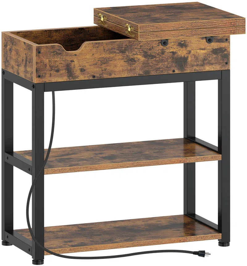 End Table with Storage and Charging Station