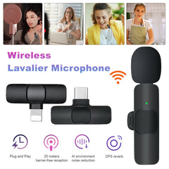 Mini microphone Lavalier Enregistrement audio vidéo sans fil avec chargement du téléphone Microphone Lavalier sans fil Diffusion de microphones à revers Ensemble d'enregistrement vidéo court Microphone à main rechargeable Live Stre