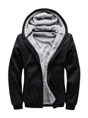 Men Teddy Lined Zip Up Hooded Jacket