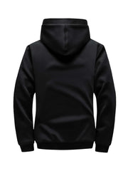 Men Teddy Lined Zip Up Hooded Jacket