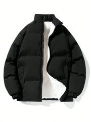 Men Teddy Lined Zip Up Puffer Coat