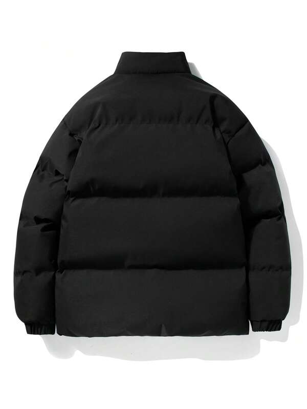 Men Teddy Lined Zip Up Puffer Coat