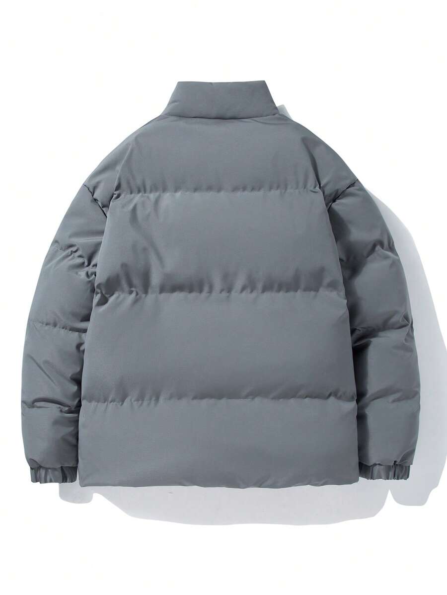 Men Teddy Lined Zip Up Puffer Coat