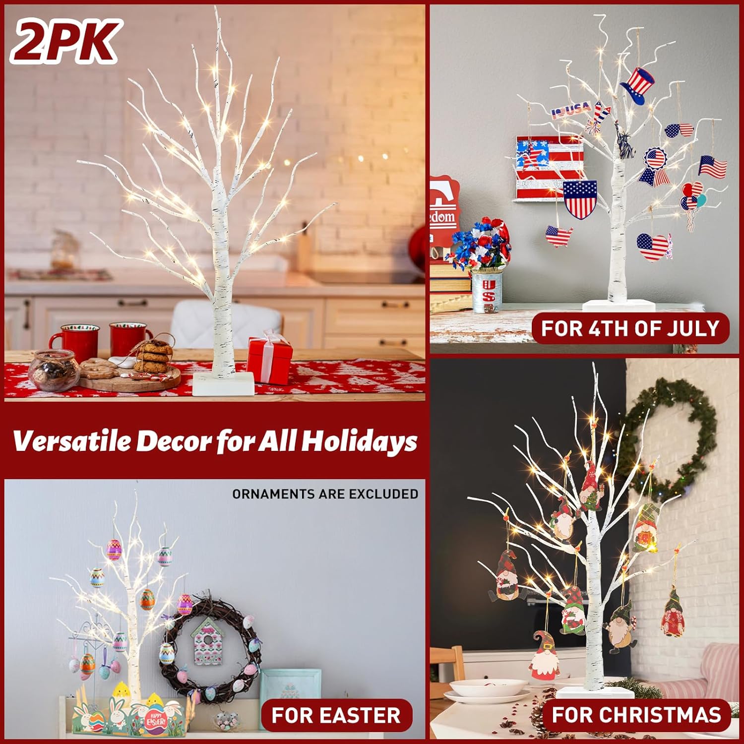 2 FT Christmas Tabletop Tree with LED Light & Battery Powered