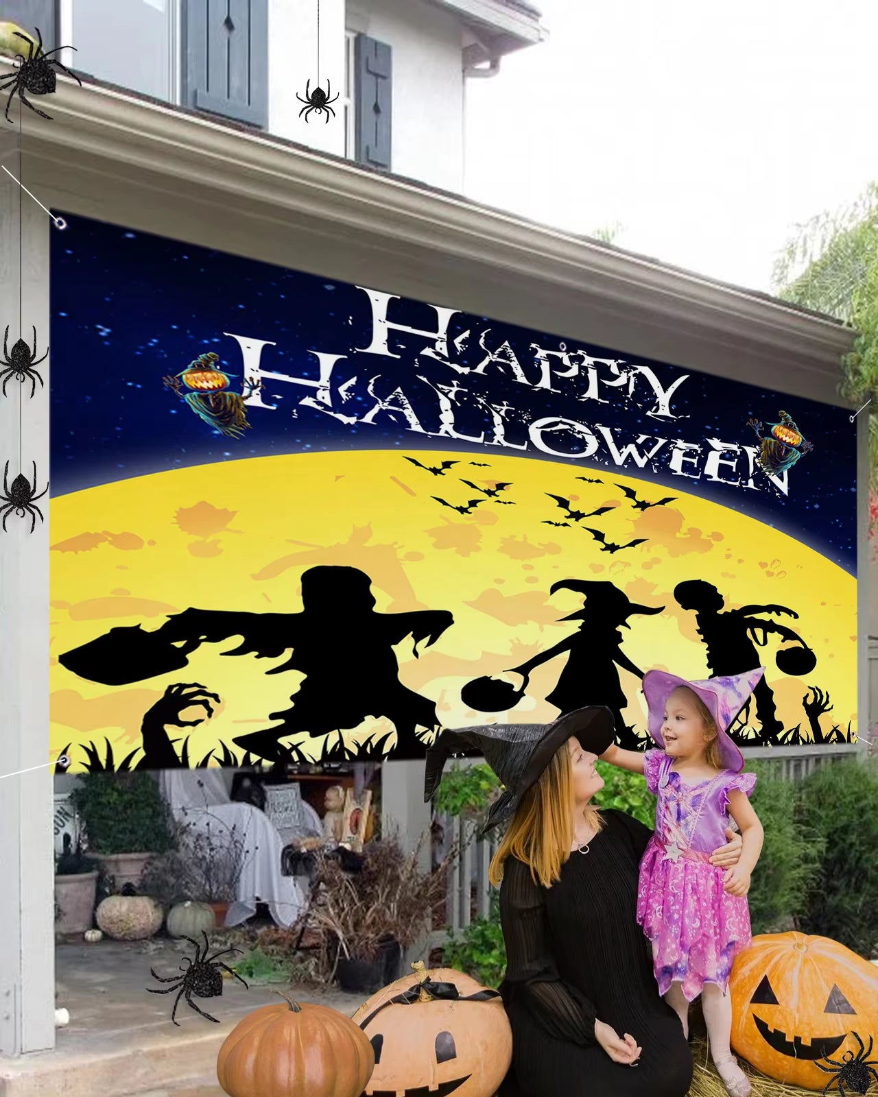 Large Happy Christmas New Year Hanging Banner Wall Tapestries Long Halloween Outdoor Decoration Garden Banner Flags