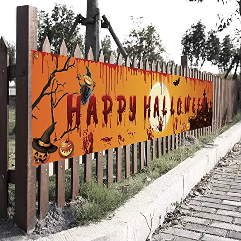 Large Happy Christmas New Year Hanging Banner Wall Tapestries Long Halloween Outdoor Decoration Garden Banner Flags