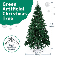 Premium 6Ft Christmas Tree with 1200 Tips for Fullness - Artificial Canadian Fir Full Bodied Christmas Tree 6ft with Metal Stand, Lightweight and Easy to Assemble