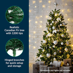 Premium 6Ft Christmas Tree with 1200 Tips for Fullness - Artificial Canadian Fir Full Bodied Christmas Tree 6ft with Metal Stand, Lightweight and Easy to Assemble