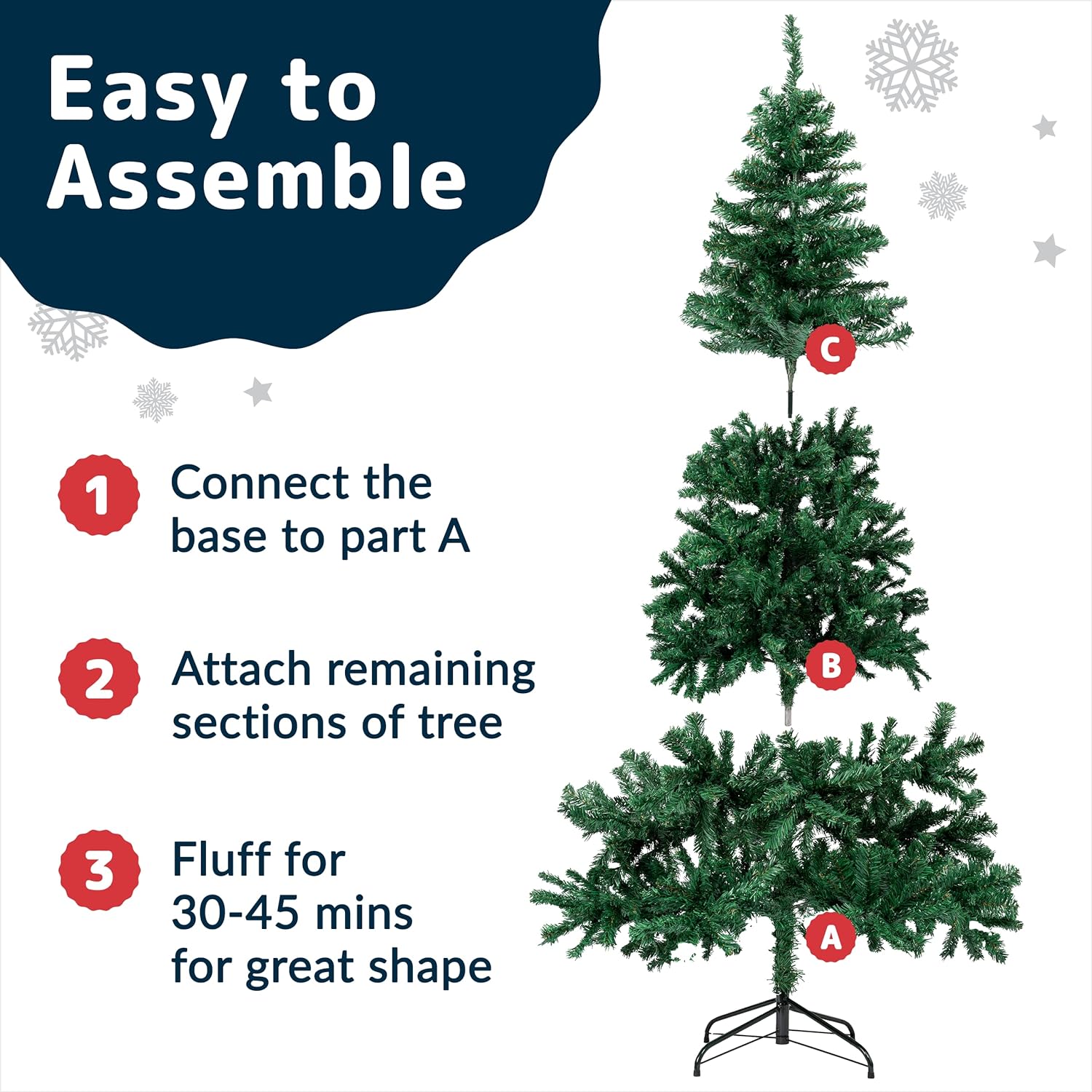 Premium 6Ft Christmas Tree with 1200 Tips for Fullness - Artificial Canadian Fir Full Bodied Christmas Tree 6ft with Metal Stand, Lightweight and Easy to Assemble