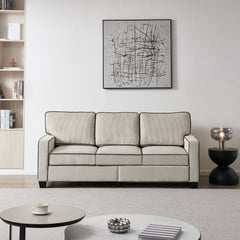 Living Room Sofa with Storage Beige Corduroy