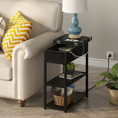 End Table with Storage and Charging Station