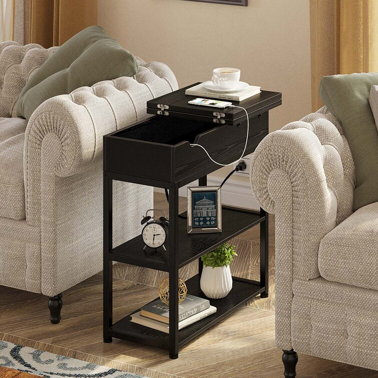 End Table with Storage and Charging Station