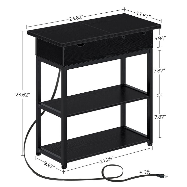 End Table with Storage and Charging Station