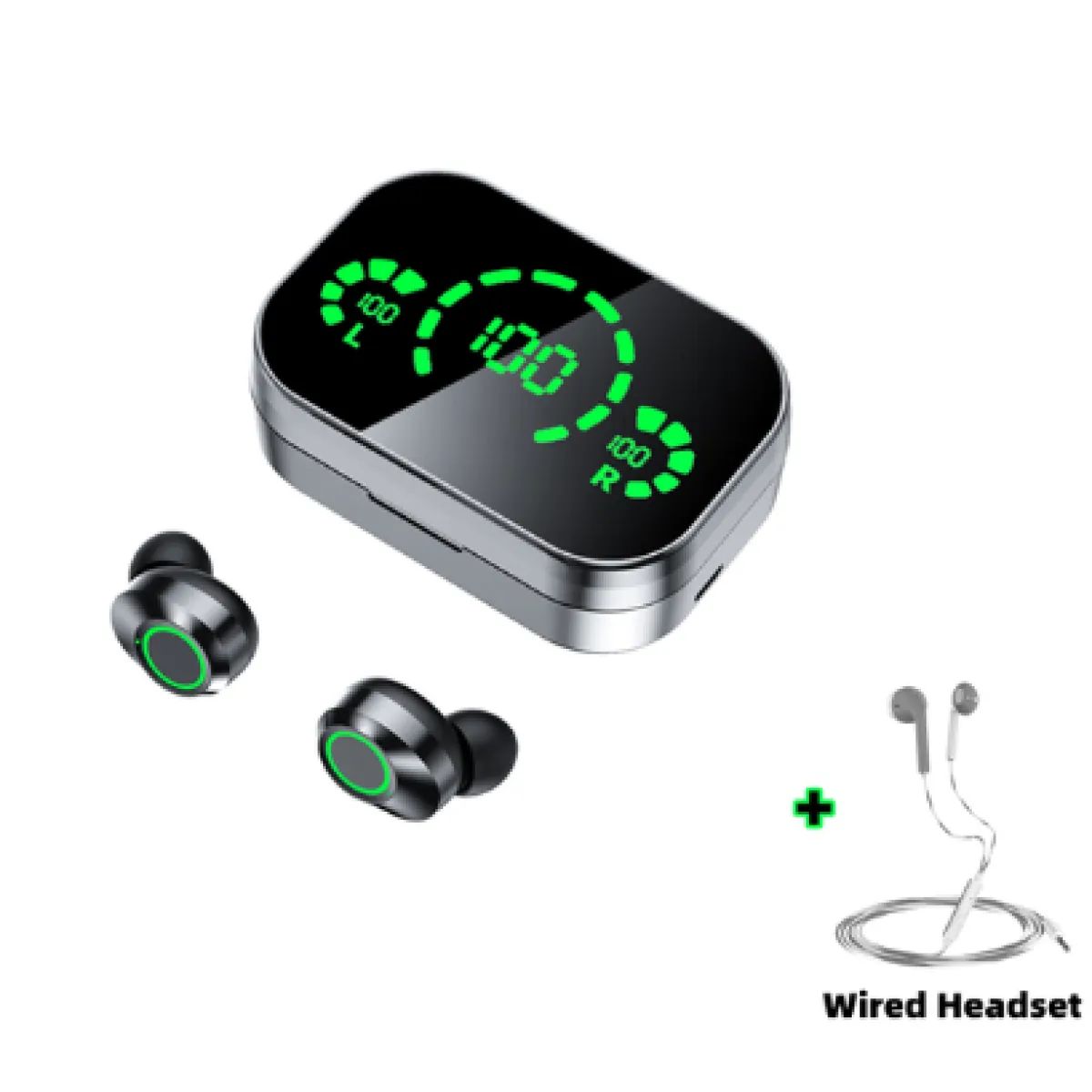 YD03 Wireless Bluetooth Headset TWS Large Screen Smart Digital Display In Ear Breathing Light