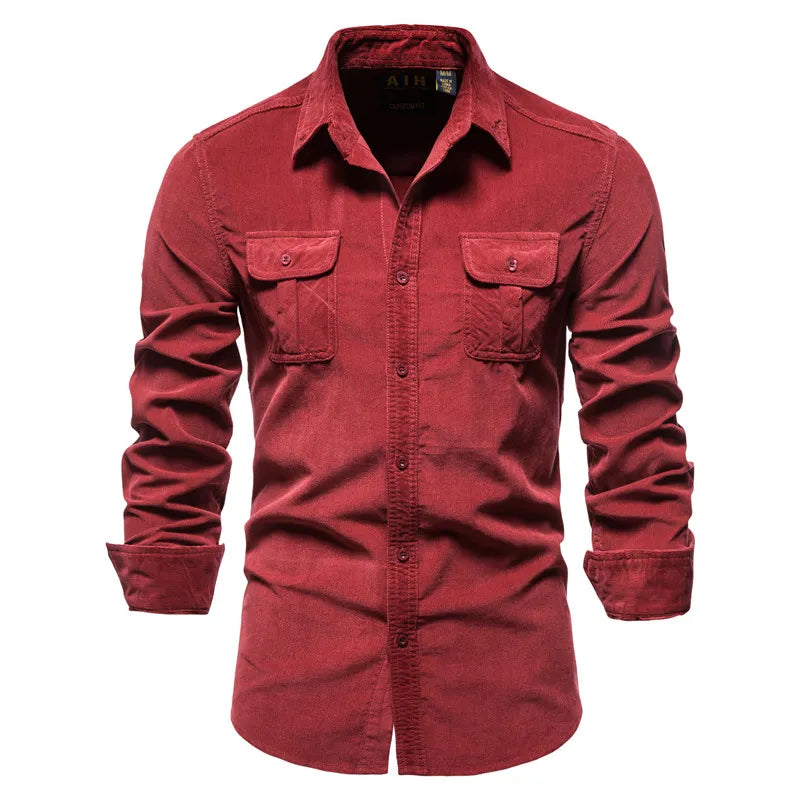 Chemise boutonnée 100% coton pour hommes 