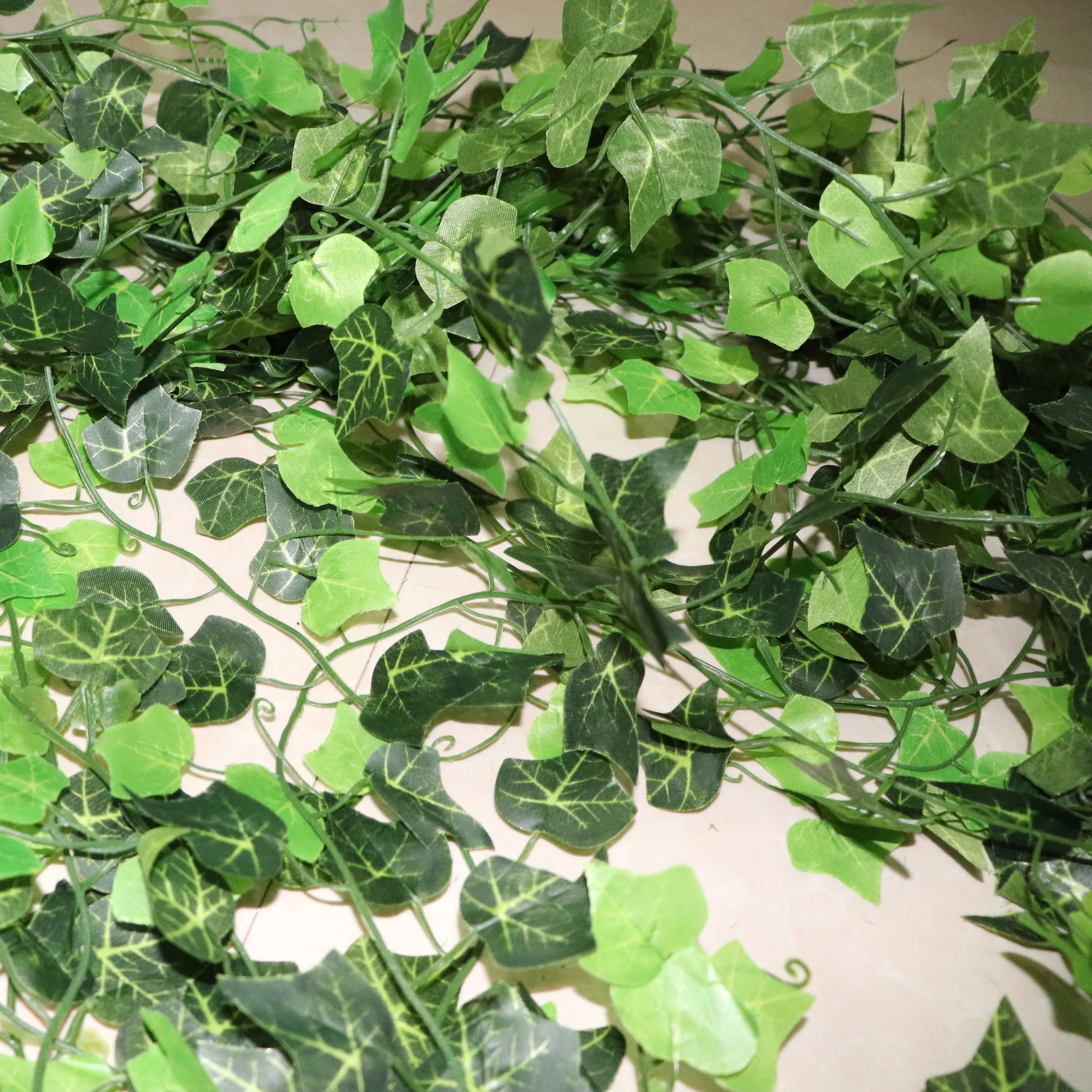 100pcs Leaf 1 piece 2.4M Home Decor Artificial Ivy Leaf Garland Plants Vine Fake Foliage Flowers Creeper Green Ivy Wreath