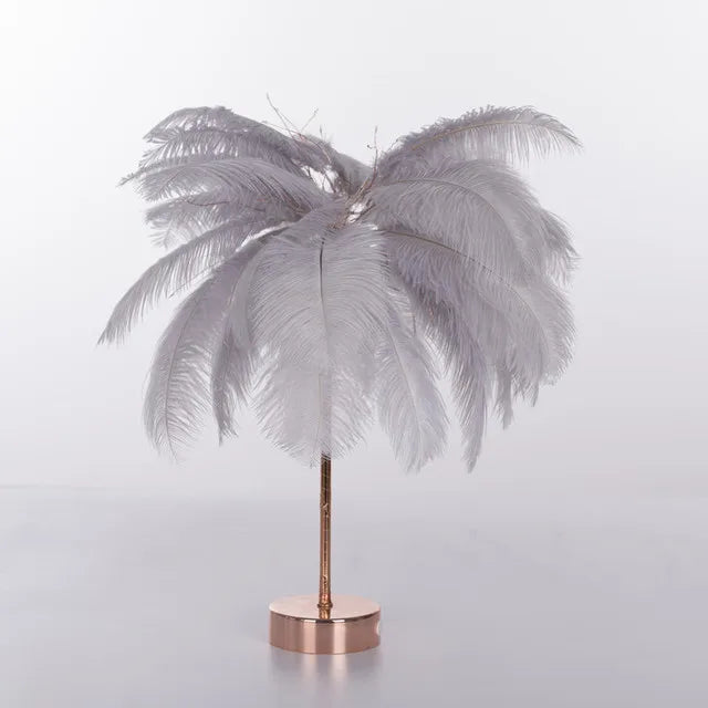 LED Remote Control Feather Table Lamp USB Power Warm Light Tree Feather Lampshade Wedding Home Bedroom Dinner Party Home Decor