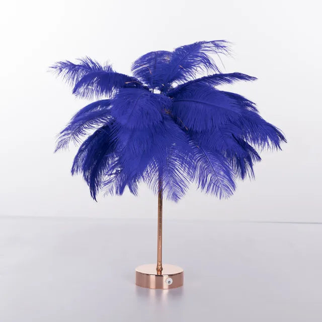 LED Remote Control Feather Table Lamp USB Power Warm Light Tree Feather Lampshade Wedding Home Bedroom Dinner Party Home Decor