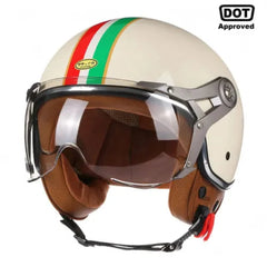 Casco De Moto De cara abierta para hombre y mujer, cascos Retro De Moto, Vintage, Chopper, Scooter, DOT, 3/4