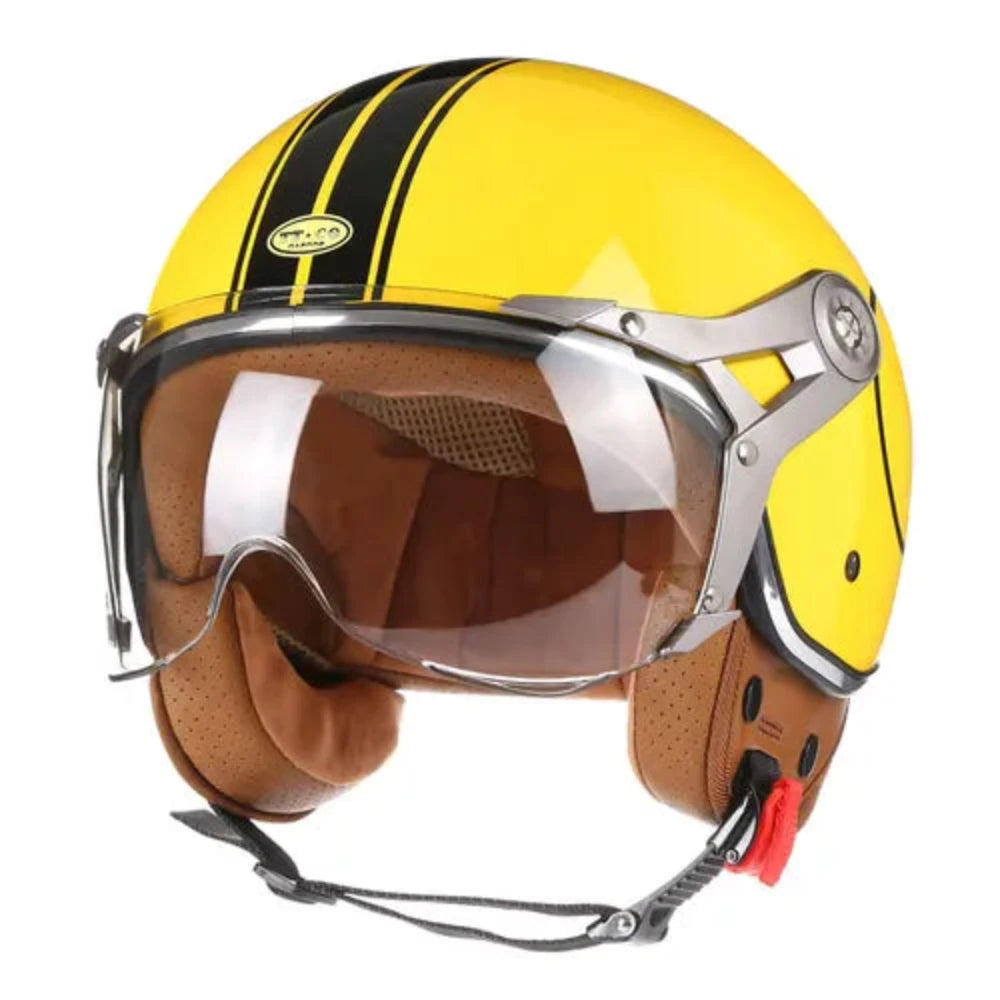 Casco De Moto De cara abierta para hombre y mujer, cascos Retro De Moto, Vintage, Chopper, Scooter, DOT, 3/4