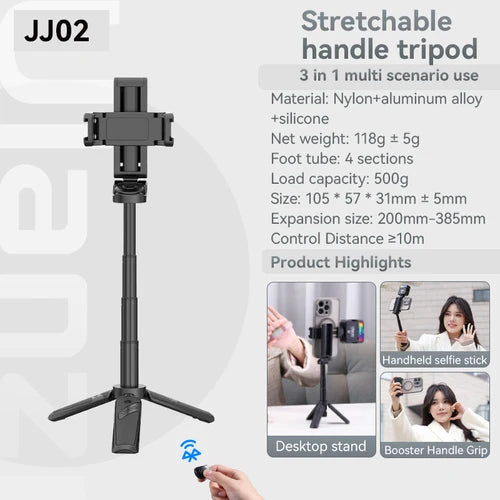 Ulanzi JJ02 Phone Tripod Stand Selfie Booster Handle Grip For Tiktok YouTube Instagram Shooting Desktop Portable Phone Holder