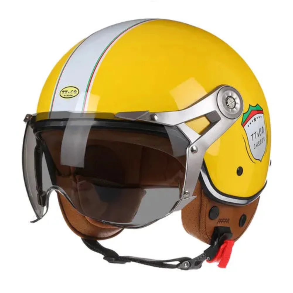 Casco De Moto De cara abierta para hombre y mujer, cascos Retro De Moto, Vintage, Chopper, Scooter, DOT, 3/4