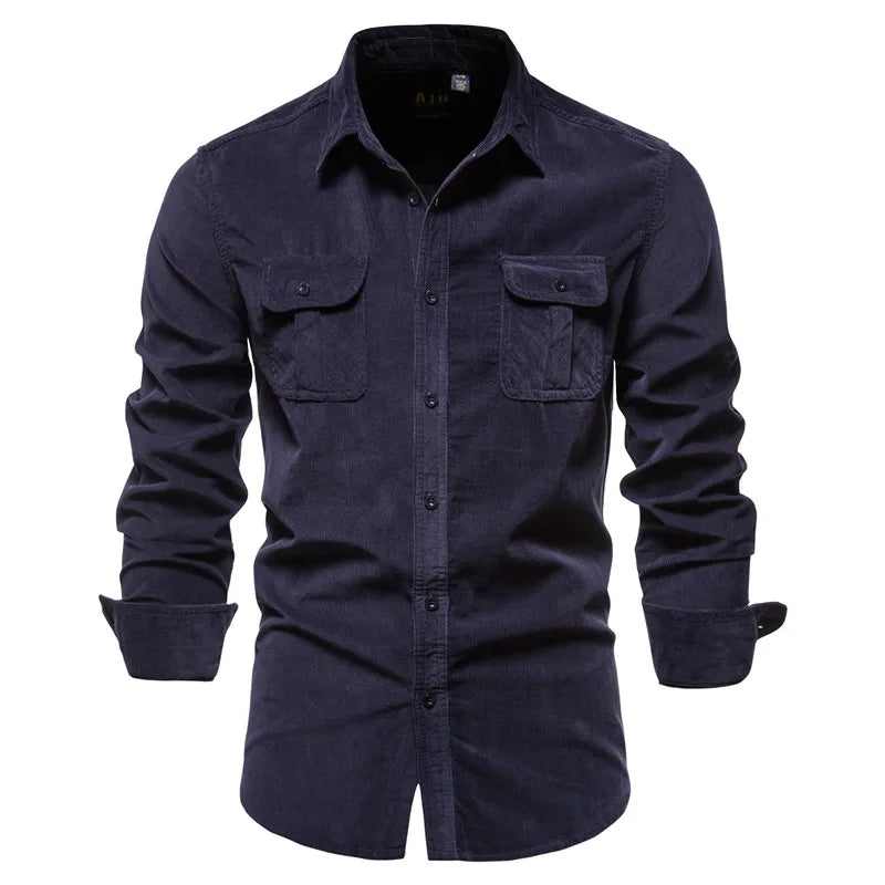 Chemise boutonnée 100% coton pour hommes 