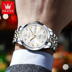 Male Rhombus Mirror Original Quartz Waterproof Luminous Stainless Steel Wristwatch Watch