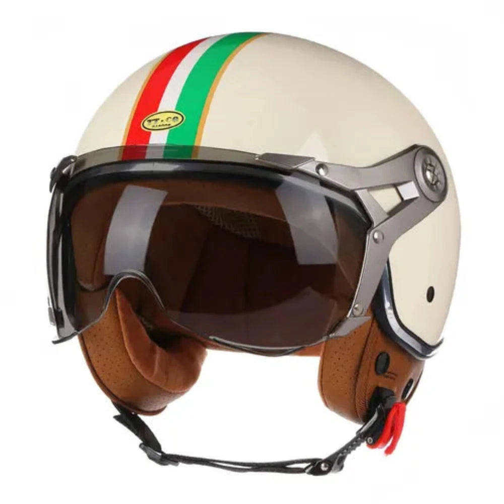 Casco De Moto De cara abierta para hombre y mujer, cascos Retro De Moto, Vintage, Chopper, Scooter, DOT, 3/4