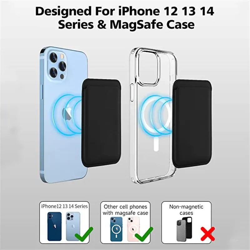 For Magsafe Magnetic Card Holder Case For iPhone 15 14 13 Pro MAX Plus Leather Wallet Cover XR XS MAX Card Phone Bag Adsorption