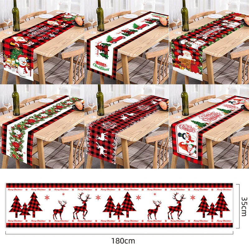 Christmas Table Runner Merry Christmas Decoration for Home Tablecloth Cover Xmas Ornament Navidad Noel Gifts New Year Party