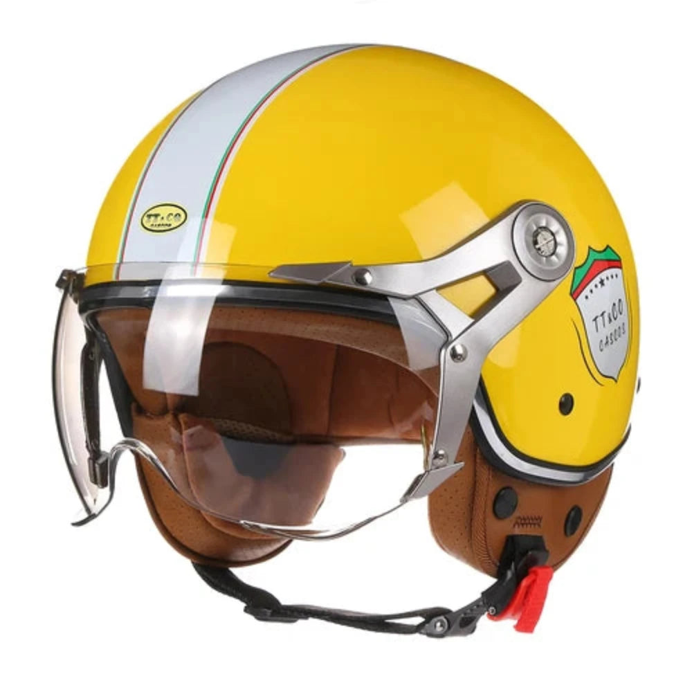 Casco De Moto De cara abierta para hombre y mujer, cascos Retro De Moto, Vintage, Chopper, Scooter, DOT, 3/4