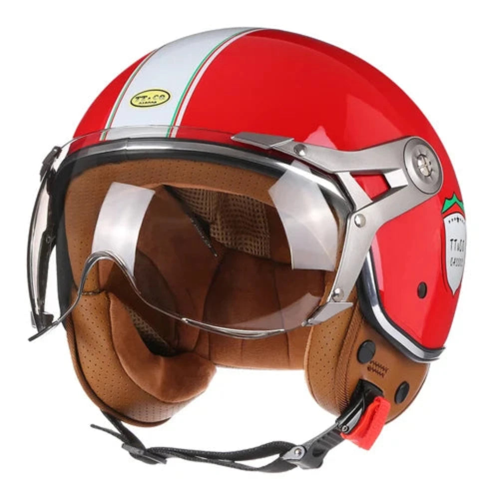 Casco De Moto De cara abierta para hombre y mujer, cascos Retro De Moto, Vintage, Chopper, Scooter, DOT, 3/4