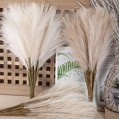 55CM 5/1PCS Fluffy Pampas Grass Boho Decor Flower Fake Plant Reed Simulated Wedding Party Christmas Home Decor Artificial Flower