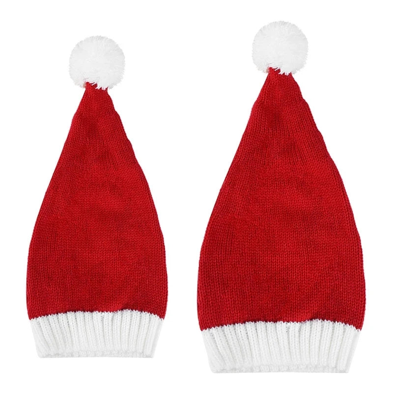 Knitted Christmas Hat Cute Pompom Adult Child Soft Beanie Santa Cap New Year Party Kids Gift Navidad Natal Noel Decoration