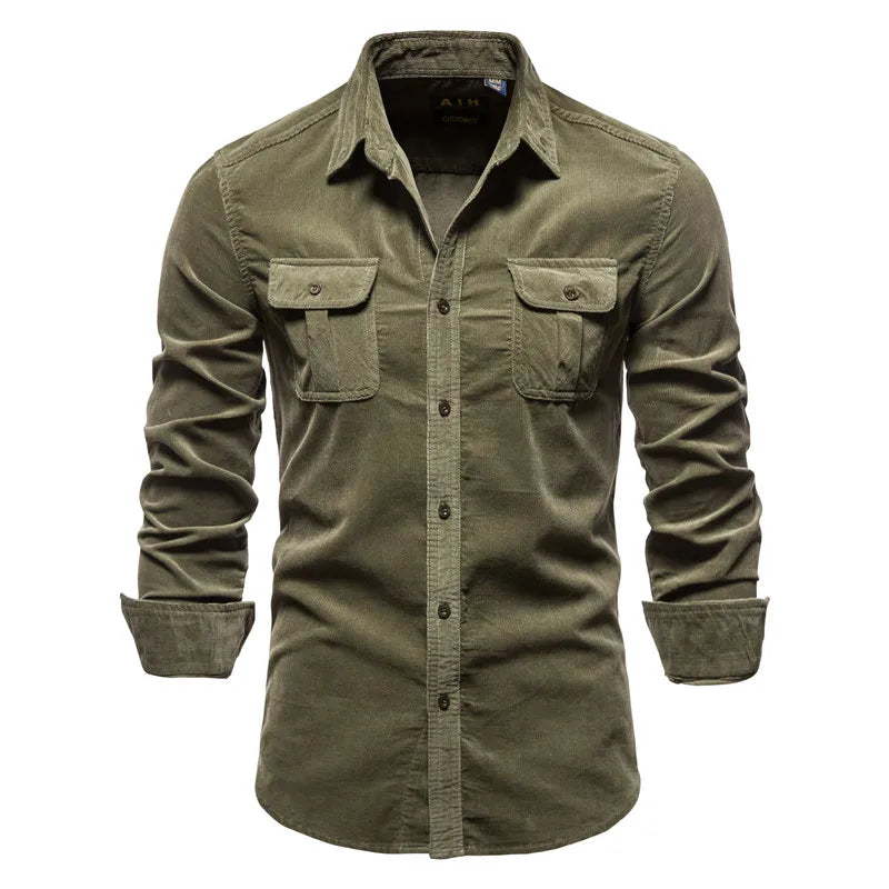 Chemise boutonnée 100% coton pour hommes 