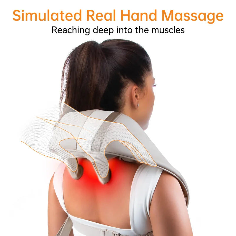 N1Cervical Massager Electric Neck Back Massager Pillow 4D Kneading Hot Compress Muscle Relaxing Massage Shawl instrument