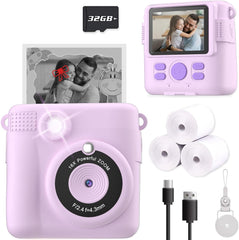 Kids Camera Instant Print, Selfie Digital Camera with 1080P Videos