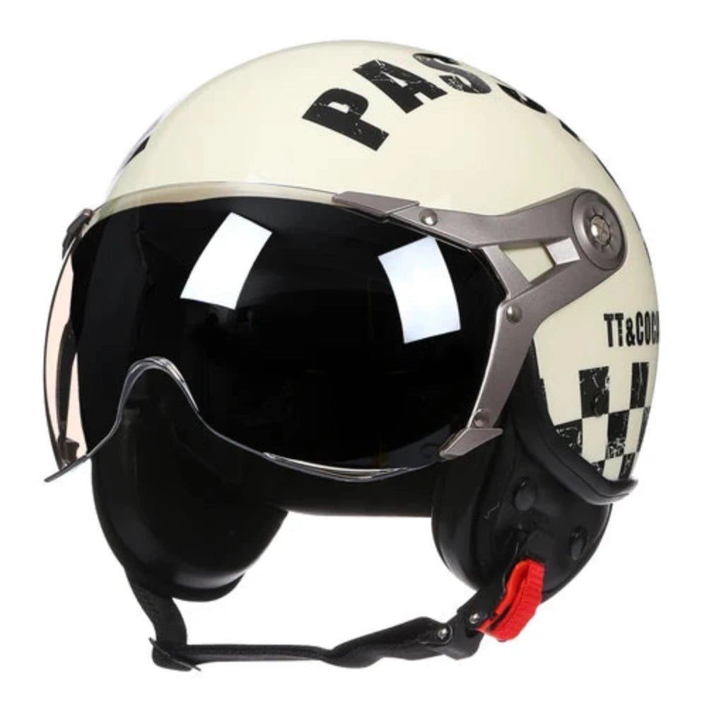 Casco De Moto De cara abierta para hombre y mujer, cascos Retro De Moto, Vintage, Chopper, Scooter, DOT, 3/4