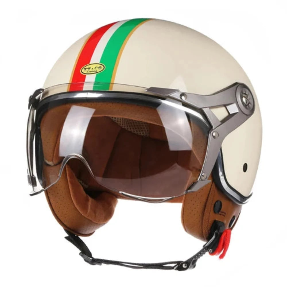 Casco De Moto De cara abierta para hombre y mujer, cascos Retro De Moto, Vintage, Chopper, Scooter, DOT, 3/4