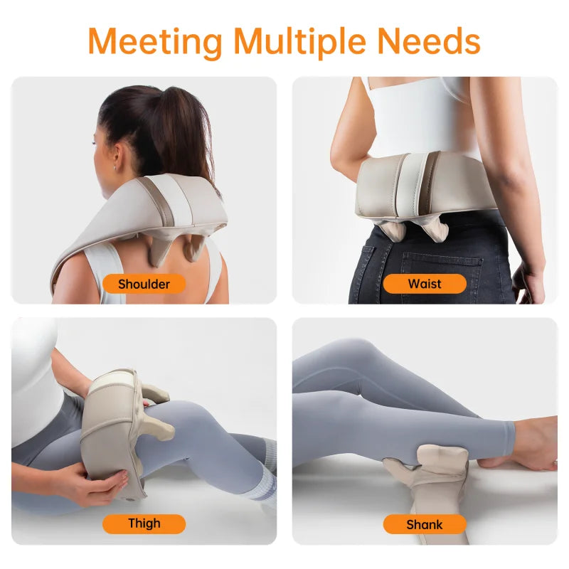 N1Cervical Massager Electric Neck Back Massager Pillow 4D Kneading Hot Compress Muscle Relaxing Massage Shawl instrument