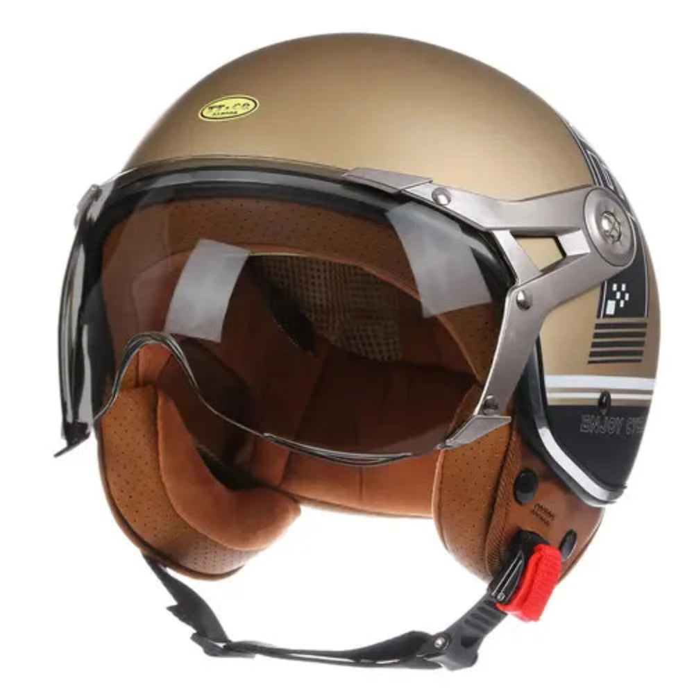 Casco De Moto De cara abierta para hombre y mujer, cascos Retro De Moto, Vintage, Chopper, Scooter, DOT, 3/4