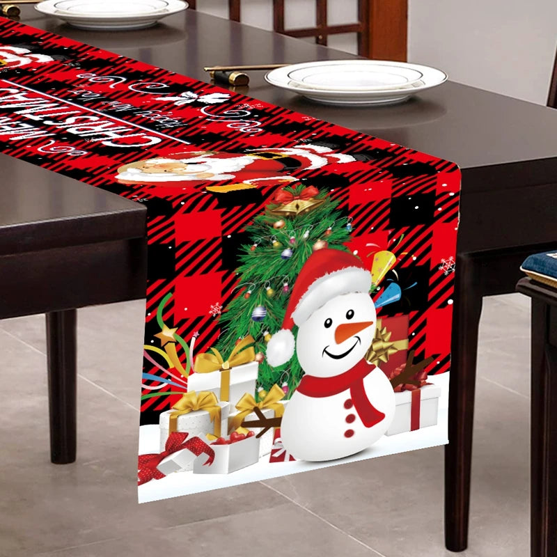 Christmas Table Runner Merry Christmas Decoration for Home Tablecloth Cover Xmas Ornament Navidad Noel Gifts New Year Party