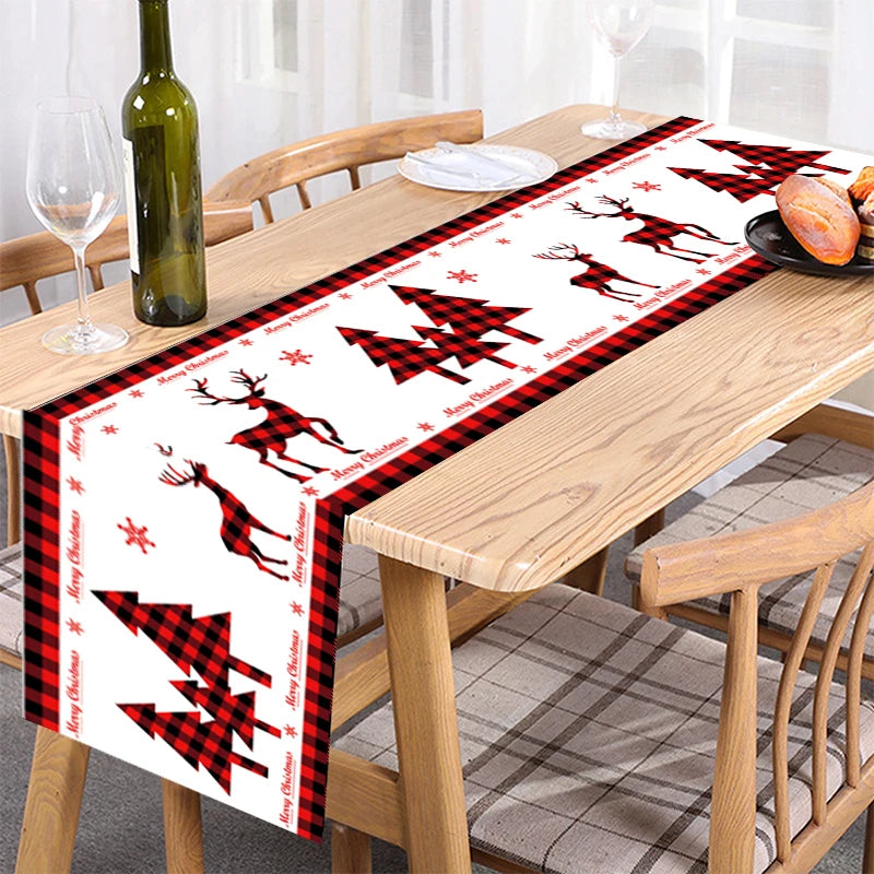 Christmas Table Runner Merry Christmas Decoration for Home Tablecloth Cover Xmas Ornament Navidad Noel Gifts New Year Party